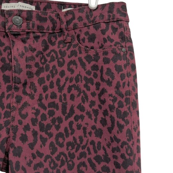 NEW Social Standard by Sanctuary Women Ankle Jean 12 Slim Mid Rise Cheetah Print - Picture 6 of 14